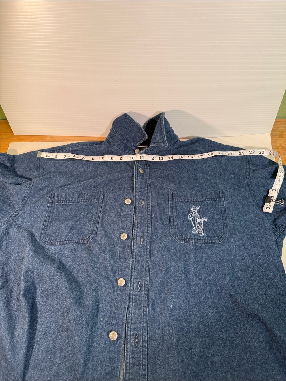 Disney, Tigger, Denim Button-Up Shirt with Embroidered Tigger Pocket - Picture 8 of 8